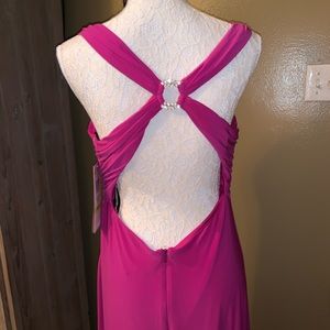 Fuchsia evening gown.